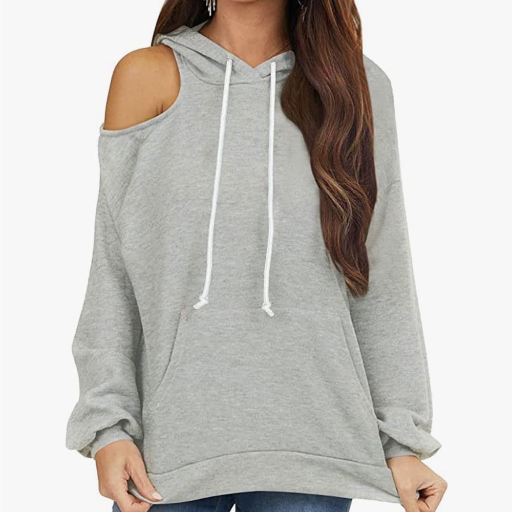 NWOT-Cold Shoulder Hoodie with Pocket